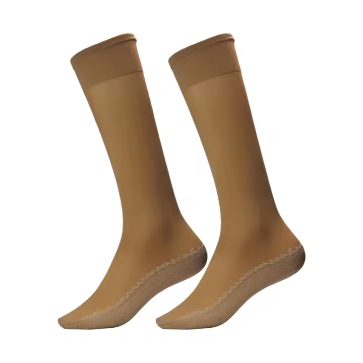 Geshop 6 Pares Medias Hasta la Rodilla Lycra con Plantilla Algodón 20D Denier Anti presión para mujeres  Calcetines Altos Lycra Anti presión  Color Negro, Carne - 1