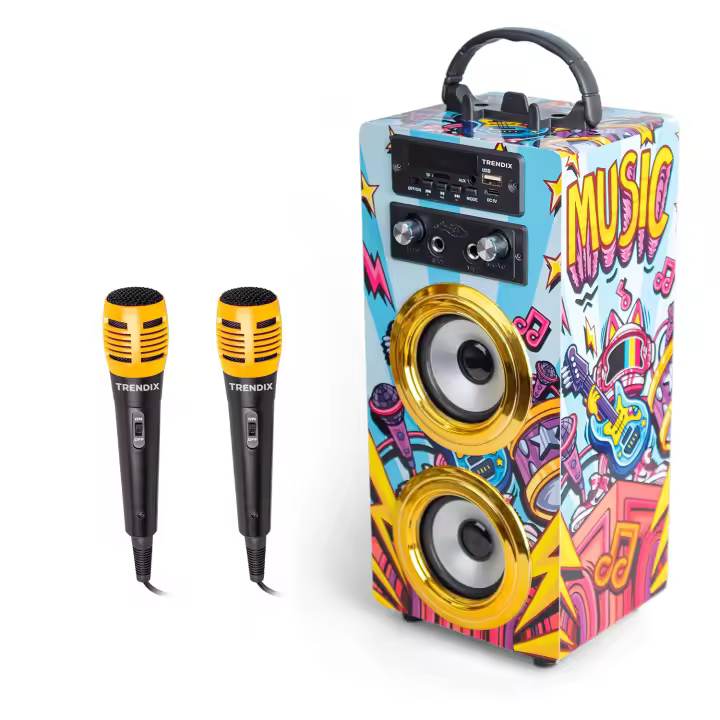 Trendix - Karaoke Infantil Music Star  Karaoke 2 Microfonos Infantil  Altavoz Karaoke con Microfono, Bluetooth, Radio FM, USB, SD Karaoke para Niños Y Niñas  Karaoke Portatil - 1