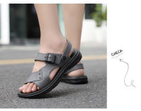 Sandalias De Verano Para Hombre PU Cuero Tacones Medios Antideslizantes Abierta Delante Zapatillas De Playa Cierre De Hebilla - details 24