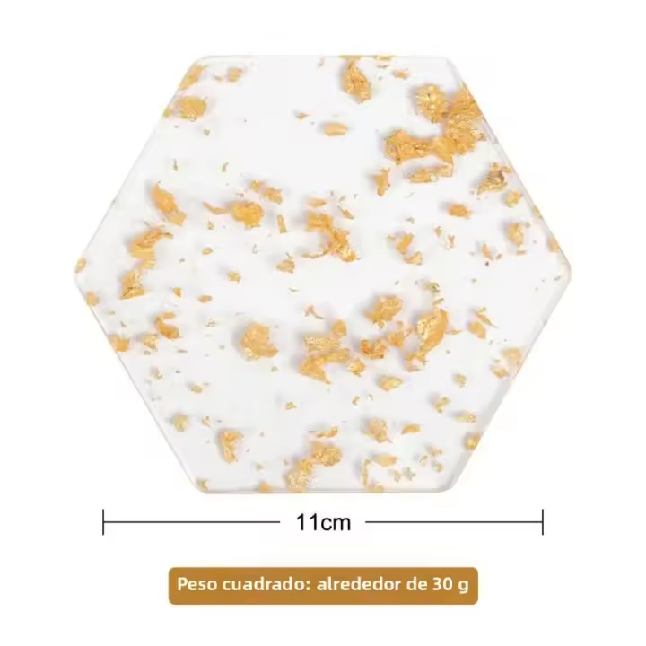 Taza De Té Ins Con Papel De Oro Y Plata Coaster De Acrílico Creativo Europeo Americano Tapete Para Café Taza Mat De Cocina - 1