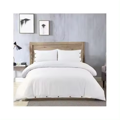 Funda Nórdica Blanco Óptico con Botones Madera Natural Blanc Sibiles 00216 - 1