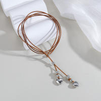 Pendiente De Hilo Tejido Estilo Bohemio Con Corazón De Durazno Y Estrella Con Colgante De Aleación De Metal Para Mujeres - details 3
