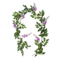 Guirnalda De Flores Artificiales De 2m Vine De Wisteria Con Hojas Para Exterior Decoración De Pared Falsa Flor Colgante Para Hogar Y Bodas - details 12