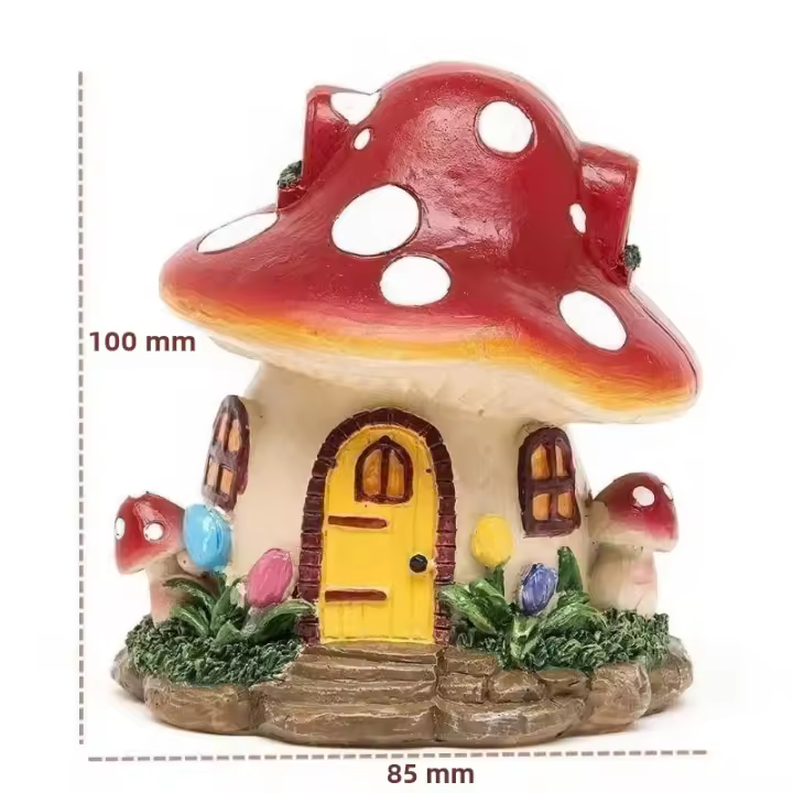 Decoración De Jardín Miniatura Casa De Hongo En Resina Para Exterior Decoración De Pared Con Estilo De Cuento De Hadas Florero Para El Hogar - 1