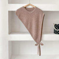Chal Triangular Asimétrico Para Mujer Primavera Verano Moda Versátil Acompaña Trajes Suéter De Lana Corto Capa Con Abertura Casual - details 9