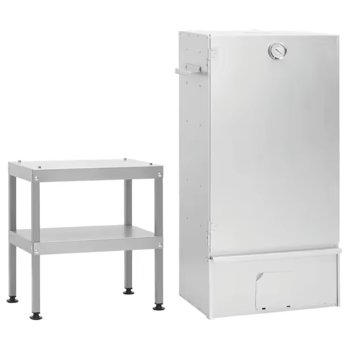 vidaXL Horno ahumador de barbacoa con mesa acero galvanizado ahumador Dimensiones 44.5 x 29 x 83 cm, 44.5 x 29 x 110 cm - 1
