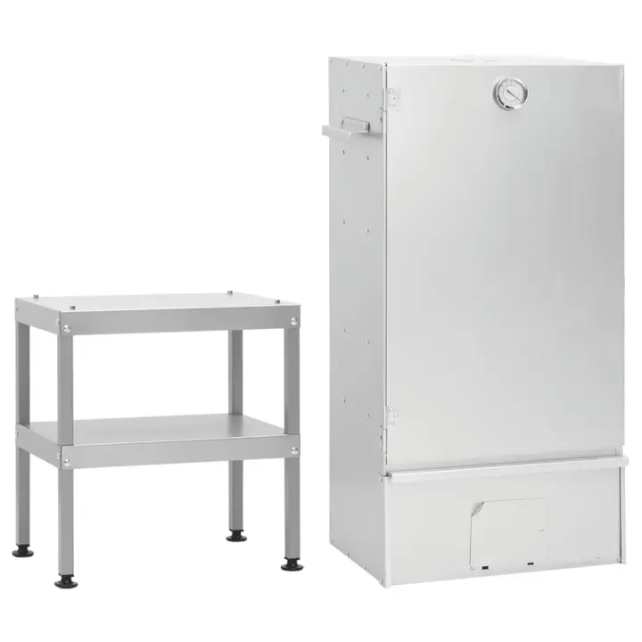vidaXL Horno ahumador de barbacoa con mesa acero galvanizado ahumador Dimensiones 44.5 x 29 x 83 cm, 44.5 x 29 x 110 cm - 1