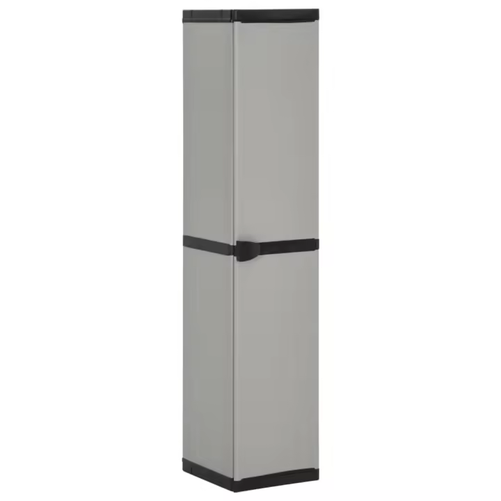 vidaXL Armario de jardín con 3 estantes gris y negro 34x40x168 cm - 1