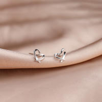 Pendientes de plata de ley 925 para mujer con forma de corazón aretes joyería regalo de moda para mujeres y niñas - details 1