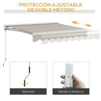 Outsunny Toldo Retráctil Eléctrico o Manual 250x200 cm Toldo Portátil Toldo para Balcón con Mando a Distancia Manivela Manual y Marco de Aluminio para Ventana Puerta Terraza Patio Crema - details 3