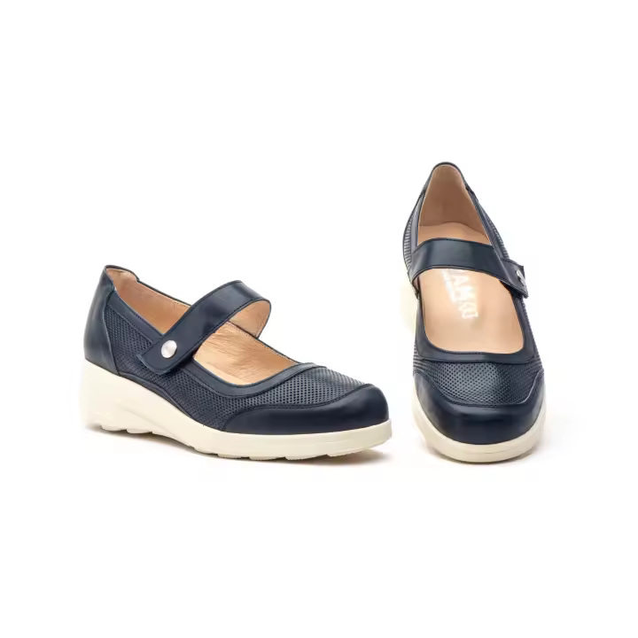 Zapatos Mujer Marca Jam 95889 Marino Piel Cuña - 1
