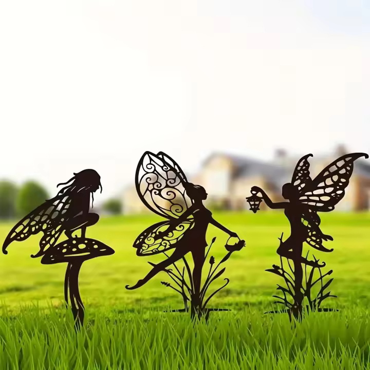 Enchanted Fairy Garden Stake Decorativo De Metal Para Jardín Y Patio Adorno Floral De Hada Para Césped Arte Exterior - 1