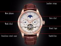 Reloj De Pulsera Para Hombre LIGE Clásico Retro Automático De Cuero Genuino Impermeable Militar Con Torbión Y Calendario Lunar - details 9