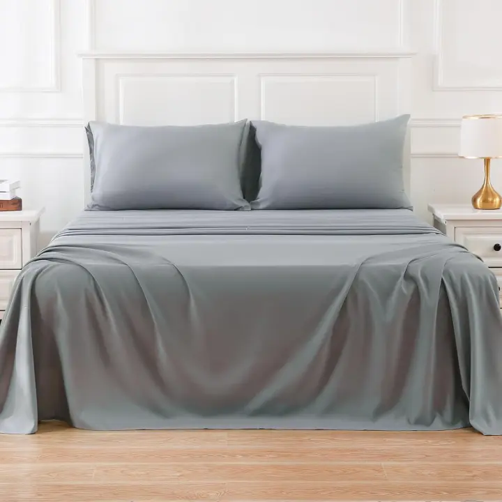 King de 4 piezas: sábanas mesas, transprables y refrescantes; sábanas de lujo para mujeres y hombres; bolsos profundos, Ajuste fáciles, sábanas extra suaves y sin arrugas (GRIs-King) - 1