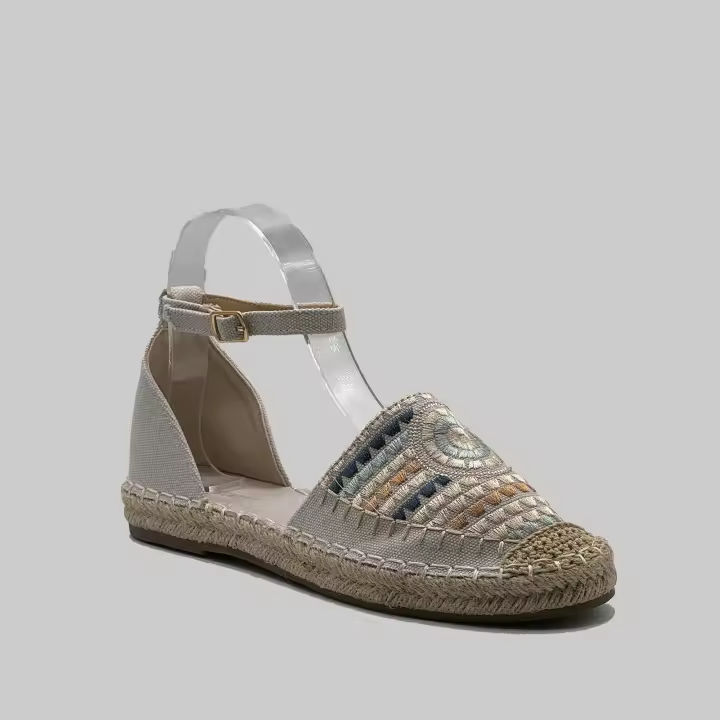 JZ Hermanos Sandalias alpargatas planas con tira tobillera y diseño para mujer - 1