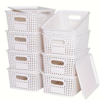 Cestas De Almacenamiento Modernas De Plástico Con Tapa Plegables Y Multifuncionales Para Escritorio De Oficina Dormitorio Clase Organización De Contenedores - details 0