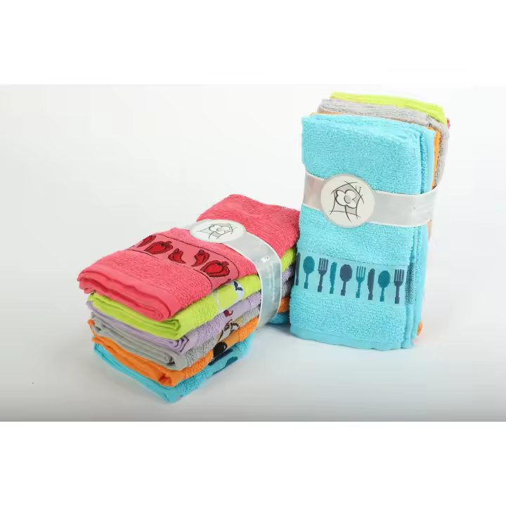 Energy Colors Textil-Hogar. Pack Paños de Cocina con Bordado COLORORES Lisos 100% ALGODÓN (Extra Absorbente) 45 X 45 cm Surtido Muy Resistente. - 1