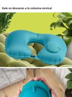 Almohada De Viaje U Formada Inflable Suave Portátil Para Dormir En Avión Tren O Oficina Almohada De Cuello Reutilizable De Peluche - details 6