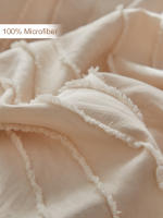 Juego De Fundas Para Edredón 3 Piezas Textura De Rayas Tufted Suave Y Ligera Cierre Con Cremallera Blanco Gris - details 1