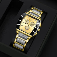 Reloj De Pulsera De Cuarzo Para Hombre Estilo De Negocios Cuadrado Aleación Cruzada De Tres Piezas Resistente Al Agua - details 5