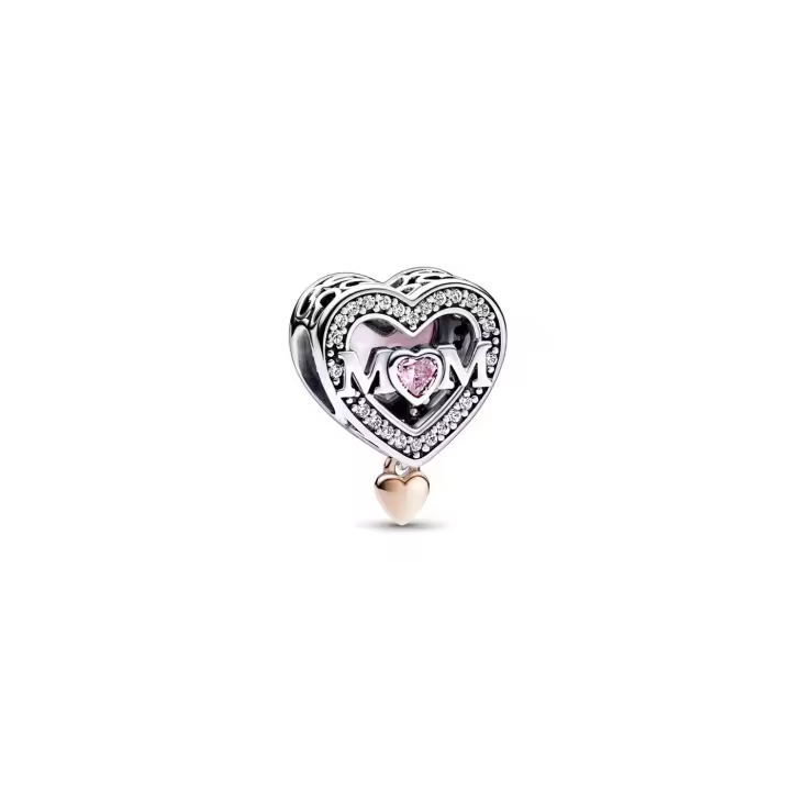Charm Pandora plata de ley y rosa Mamá & Corazón 782653C01 - 1