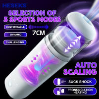 HESEKS Juguetes Para Adultos Para Hombres Doble Automático Telescópico Con Voz Y Calor Vagina Silicón Función Eléctrica - details 12