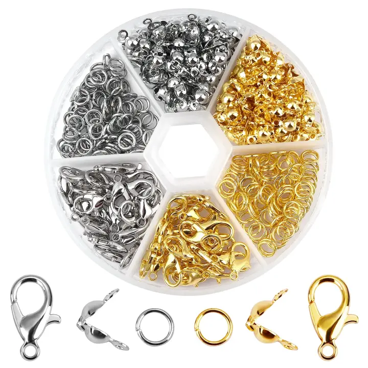 Kit De Joyería Para Fabricación De Pulseras Y Collares Con 500 Piezas De Abrazaderas De Cangrejo Anillos Abiertos Y Crimpas Para Bolas - 1
