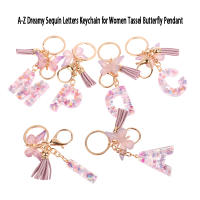 Llavero Con Letras De Lentejuelas A-Z Para Mujer Colgante De Mariposa Con Borla Llavero Inicial Para Bolso Y Coche Decoración Colgante De Bolsos - details 0