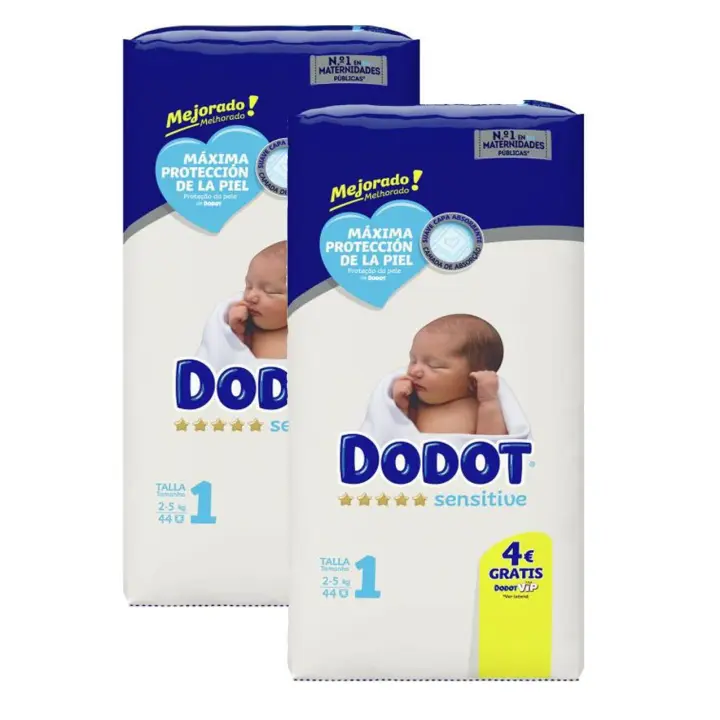 PACK de 2 - DODOT PAÑAL SENSITIVE TALLA 1-  (2 X 44 UNIDADES) - 1