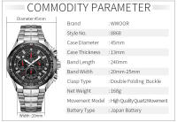 Reloj De Pulsera Deportivo De Lujo Para Hombre WWOOR 2024 Marca Top En Negro Acero Inoxidable Cronógrafo Cuarzo Reloj Masculino Con Luz Luminosa Resistente Al Agua Y Shock - details 6