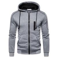 Chaqueta De Moda Para Hombres Con Capucha Cierre De Cremallera Manga Larga Sudadera De Fleece Casual Deportiva Talla Grande Negro Blanco - details 1