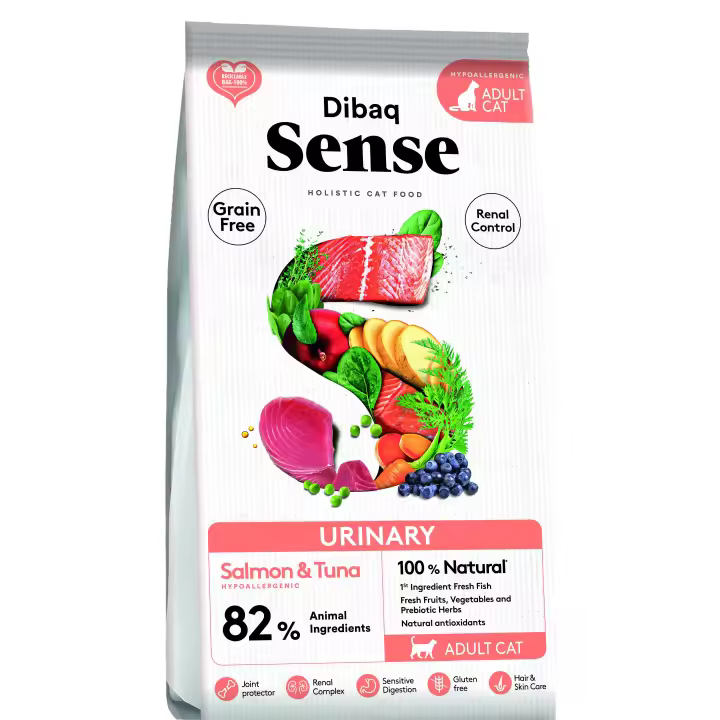 Dibaq Sense Cat, Urinario, comida para gatos, pienso, sin cereales, 1,5 Kg - 1