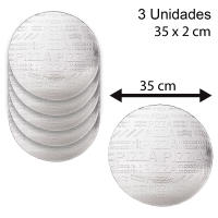 CM - Pack 3 Platos para Pizza 35x2 cm. Ideal para Servir Pizzas en Familia, Casa, Bares, Restaurantes, Cafeterías, Pizzerias, Celebraciones y Eventos. Fabricado con Cristal Resistente, Antirayas, Lavar a Mano o en Lavavajillas. Plato de Cristal Redondo - details 0