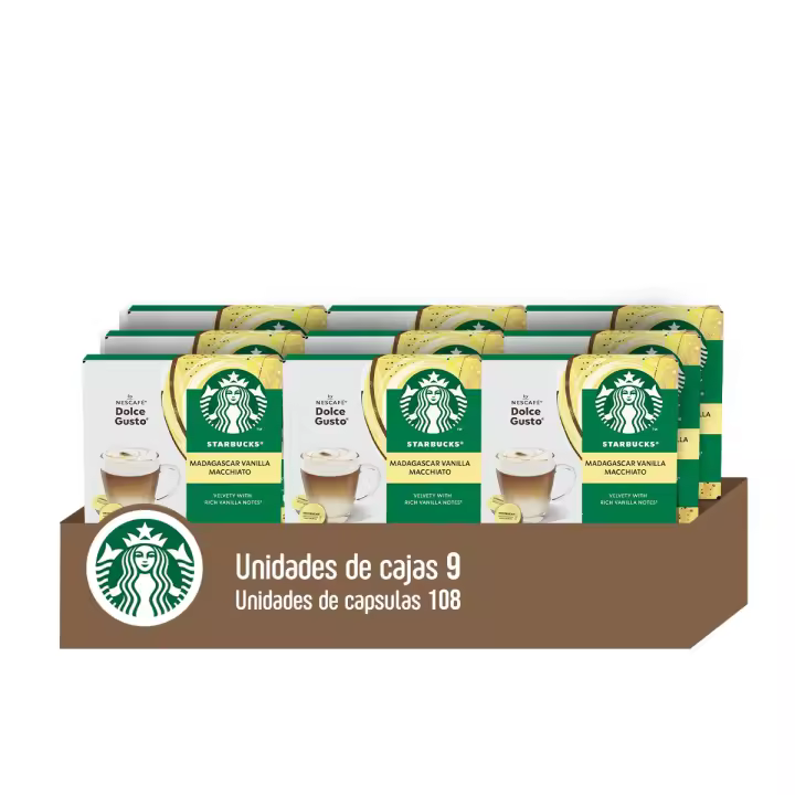 STARBUCKS by NESCAFÉ Dolce Gusto - Madagascar Vanilla Macchiato - Sabor delicado y equilbrado 9x12caps (108 cápsulas) - 1