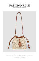 Nuevo bolso de paja, bolso de cubo de fantasía para vacaciones, bolso tejido de moda de verano para mujer, bolso bandolera pequeño - details 2