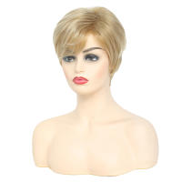 Pelucas Sintéticas De Pelo Ombre Marrón Y Rubio Para Mujeres BCHR Corta Pixie Cut Peluca Mixta De Uso Diario Tamaño Promedio Densidad 150% - details 7