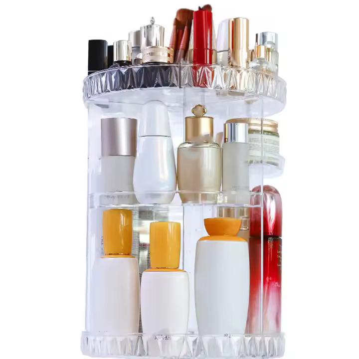 Organizador De Maquillaje 360 Grados Rotativo Transparente Y De Moda Almacenamiento Multifuncional De Cosméticos En Unidad De Plástico Tamaño 34x28x23.5cm - 1