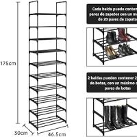 T-Lovendo Zapatero, Organizador de Zapatos, 10 Baldas, Armario Abierto, Estantería Tubos de Hierro - details 1