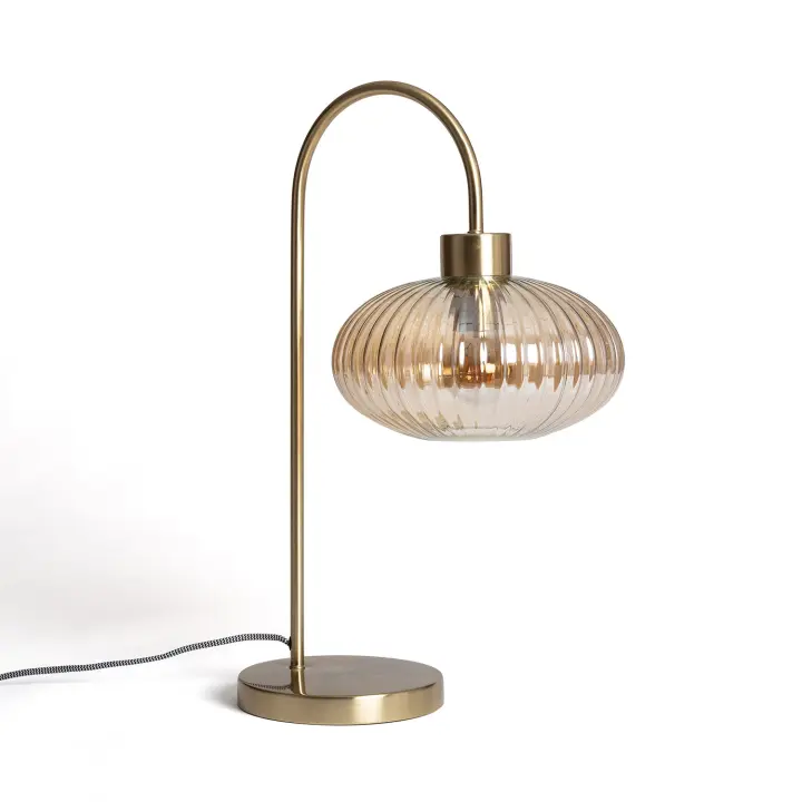 Ledkia Lámpara de Mesa Metal y Cristal Basile Ámbar - 1