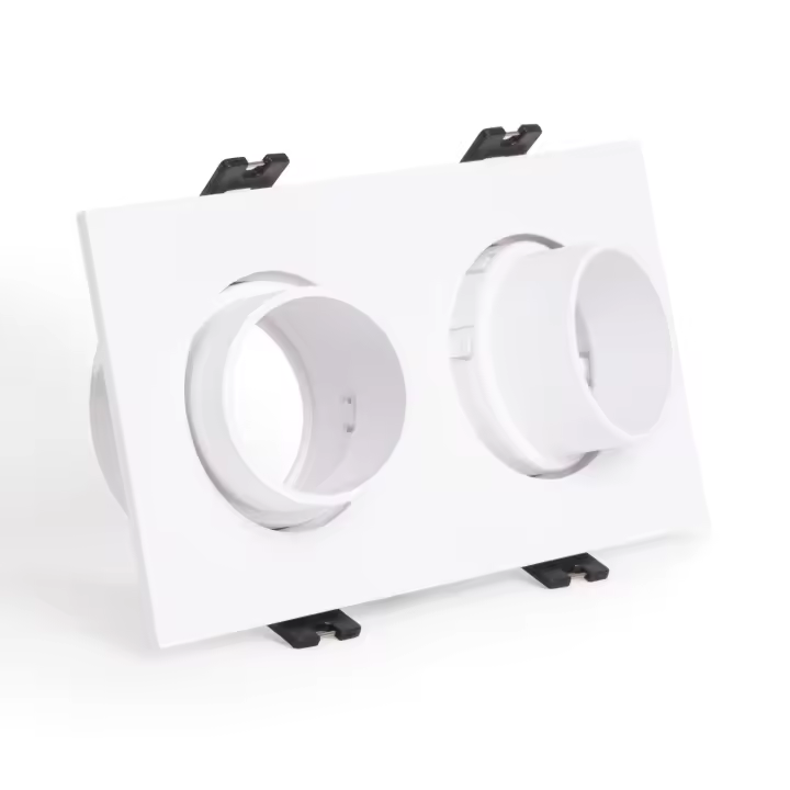 Ledkia Aro Downlight Cuadrado Basculante Bajo UGR para dos Bombilla LED GU10 / GU5.3 Corte 75x150 mm Suefix  Blanco - 1