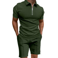 Camisa Polo Para Hombre Verano 2024 Conjunto De Color Sólido Con Cuello En V Manga Corta Ajustada Estilo Casual - details 8