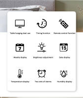 Reloj De Pared Digital Con Luz Atmosfera Y Control Remoto Mostrador LED Grande Multifuncional Con Alarmas Y Display De Temperatura Y Humedad - details 1