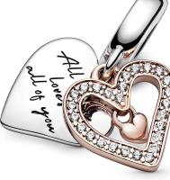 Pandora Colección centelleante con diseño de corazón a mano alzada-Colgante de plata de ley y baño de oro rosa de 14k，Viene con un embalaje de caja de regalo completo. - details 2