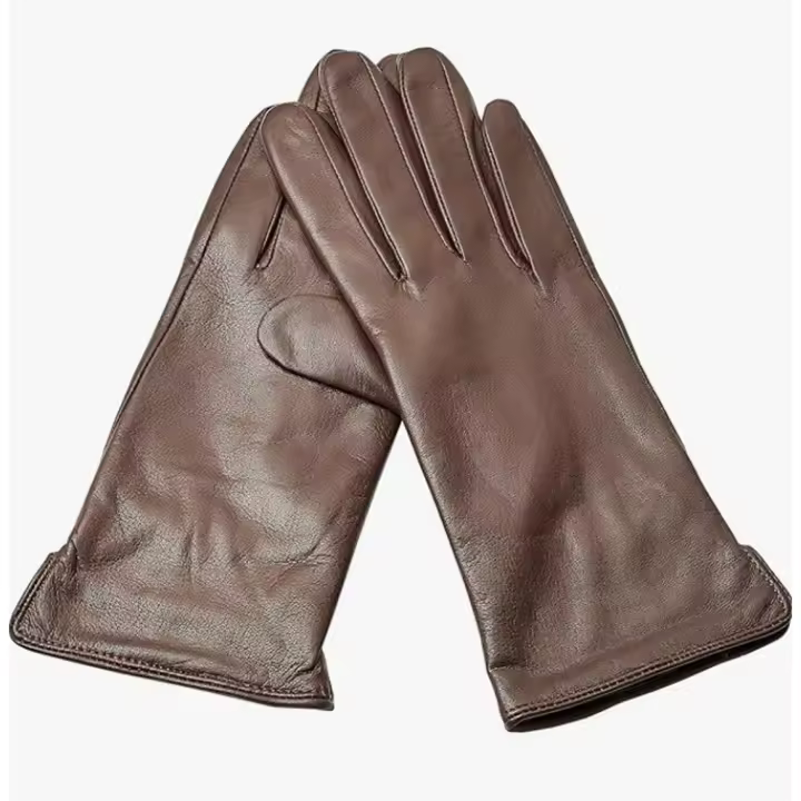 Guantes Mujer Yiseven Elegante Botón Pantalla Táctil Cuero de Oveja Largo Térmico Muñeca Marrón 7.0''/M - 1