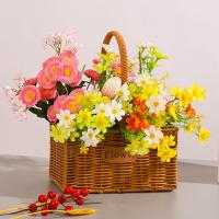Cesta De Tejido De Imitación De Rotán Con Manija Para Decoración Del Hogar Almacenamiento De Verduras Frutas Flores - details 8