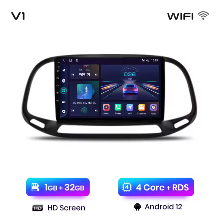 Junsun Radio Coche para Fiat Doblo 2015 2016 2017 2018 2019  Inalámbrico CarPlay Android Auto AI Voice 2 din Pantalla Coche Android Auto Multimedia Navegación GPS Auto radio - 1
