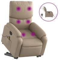 vidaXL Sillón de masaje elevable eléctrico cuero sintético Negro, Crema, Marrón Sillon Dormitorio Sillon Comodos Silla Relax Sillón Sofá - details 6