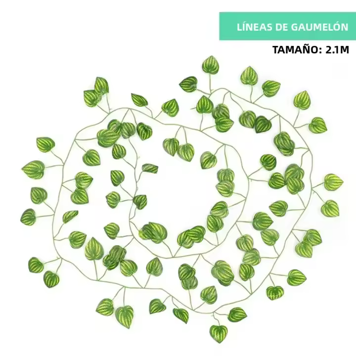 Guirnalda De Iva Artificial 2.1M Hojas Verdes Falsas Rattan Uvas Dulces Vines Decoración Para Hogar Y Restaurante - 1