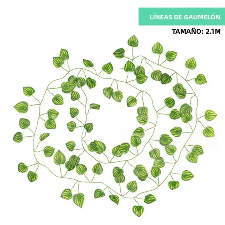 Guirnalda De Iva Artificial 2.1M Hojas Verdes Falsas Rattan Uvas Dulces Vines Decoración Para Hogar Y Restaurante - 1