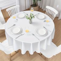 Mantel Redondo De Seda Blanca 1 Pieza Fundas Para Mesa Brillante Y Suave Para Bodas Fiestas Restaurante Banquete Decoraciones - details 0